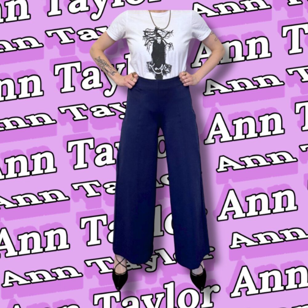 Ann Taylor | Blue High Waist Wide Leg Dress Pants | Size 4P